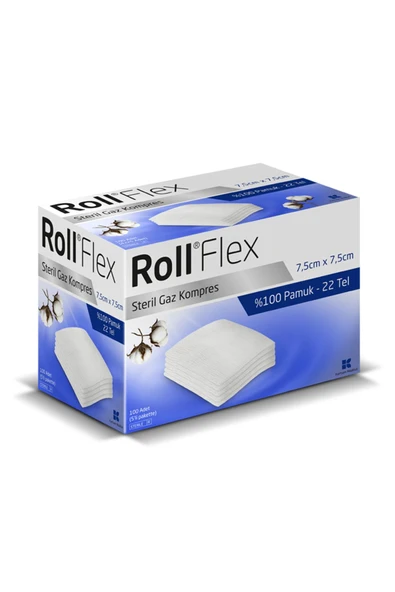 ROLL FLEX Steril Gaz Kompres Gazlı Bez Spanç 7.5cm 7.5cm 100'lü - 4 Kutu ürün görseli 1