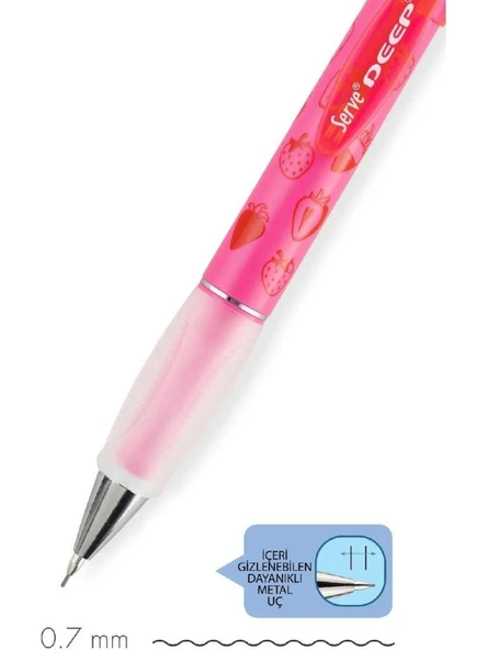 Serve Deep Versatil Kalem 0.7 Neon Pembe Çilek - Resim 3