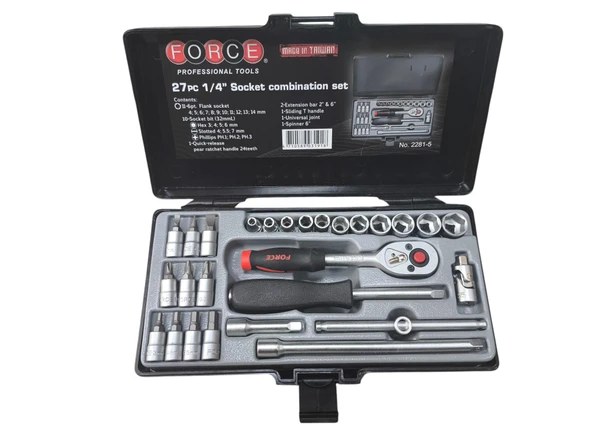 Force 27 Parça 1/4" Lokma Takımı Profesyoneller İçin ürün görseli 1