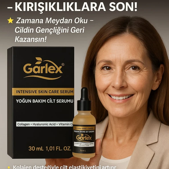 Garlex kollajen, hiyaluronik asit, vitamin C&E içerikli cilt bakım serumu30 ml ürün görseli 1