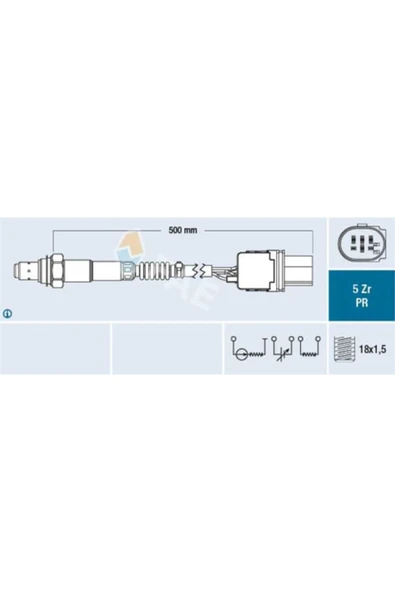 FAE 75087  Oksijen Sensörü Fiesta VI Cb1, Ccn 1.6 2013- Kuga II Dm2 1.6 Ecoboost Mondeo V Sedan Cd ürün görseli 1