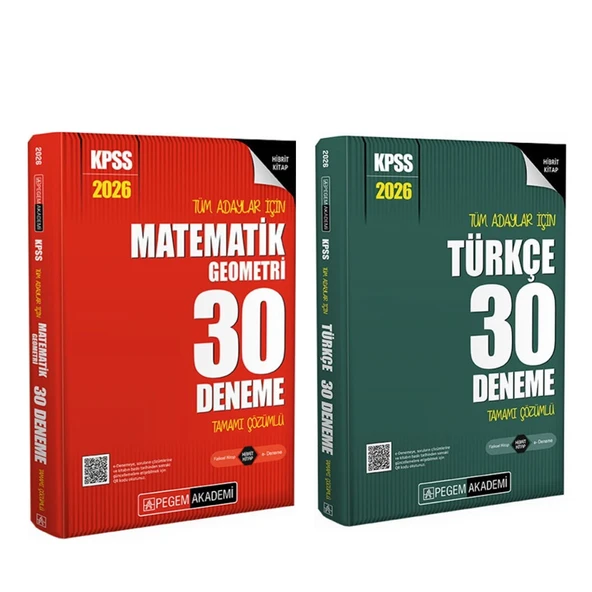 Pegem Yayınları 2026 KPSS Matematik ve Türkçe Deneme Seti 2 Kitap ürün görseli 1