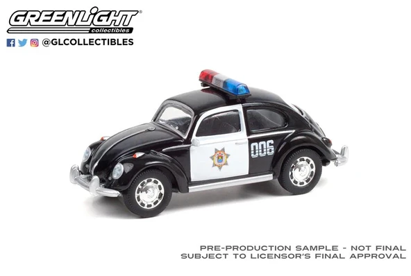 Greenlight Classic Volkswagen Beetle Black & White Veracruz Police Mexico Club Vee V-Dub Series 1/64 Model Araba ürün görseli 1