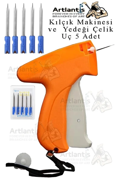 Kılçık Makinesi ve 5 li Çelik Yedek Uç 1 Paket Kılçık Tabancası Türban Tasarım Gelinlik Metal İğneli Markalama Etiket ürün görseli 1