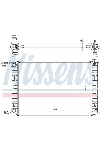 Autolux 2S6H8005AB Su Radyatoru Mekanık Mt 499x349x22 Mm / Ford Fıesta 5 1.3 1.4 Tdcı 01 > / - Uyumlu ürün görseli 1