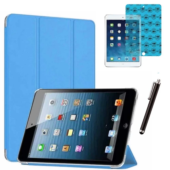 Apple iPad Mini 2 / Mini 3 Uyumlu Smart Cover Tablet Kılıfı Ekran Koruyucu Kalem Set Turkuaz ürün görseli 1