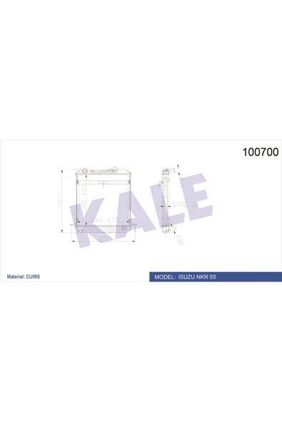 Kale 0012042PA OTO Radyatör 00 Su Radyatörü Isuzu Nkr 55 Kamyonet 2 Sıra Pa Bakır ürün görseli 1