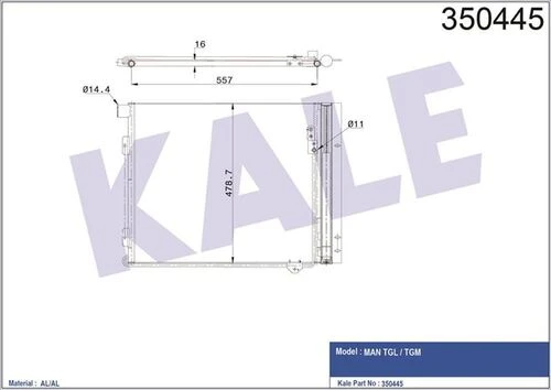Kale 350445  KONDENSER AL/BRZ MAN TGL-TGM 580×478×16 ürün görseli 1