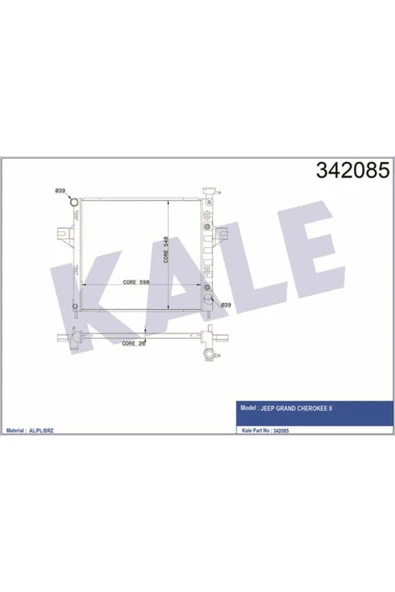 Kale 342085 OTO Radyatör  Su Radyatörü Grand Cherokee 99-00 4.7 V8 At ürün görseli 1