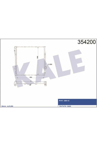 Kale 354200 OTO Radyatör  Su Radyatörü Bmw X5 E53 590X589X40 ürün görseli 1