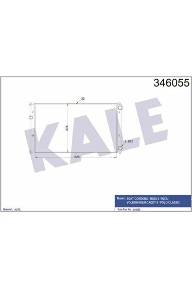 Kale 346055  Su Radyatörü Polo III 6N 95-01 Lupo 98-03 1.0I 1.2 TDI 1.4 Fsı 1.4 Caddy II   38080236 ürün görseli 1
