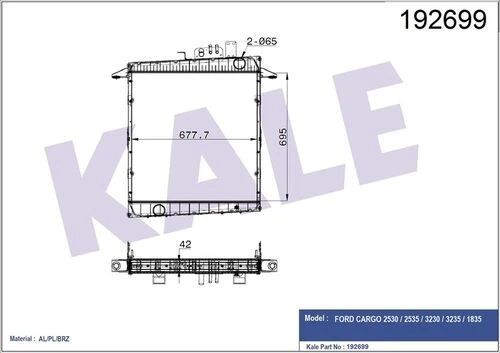 Kale 0226311AB OTO Radyatör 0 Radyatör Al/Brz Cargo 2530/2535/3230/3235/1835 Çekici Borulu Euro IV ürün görseli 1