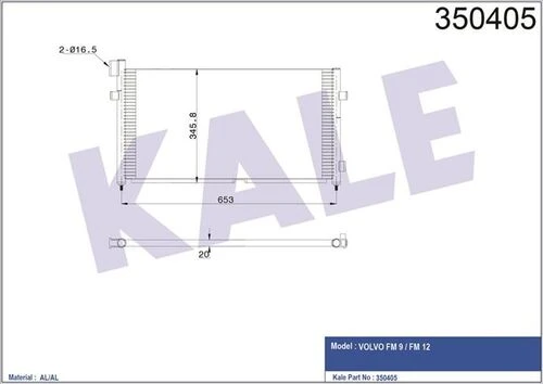 Kale 350405 Oto Radyatör  Kondenser Al/Brz Volvo Fm 9-Fm 12 700×345×20 ürün görseli 1