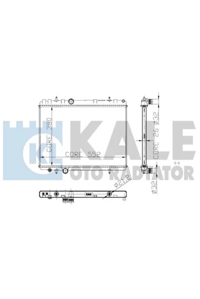Kale 2054011AB Su Radyatörü 407 04- 1.6 HDI 2.2 16V Mt C5 04- Mt 1 Sıra Alb Sıstem 552X380X26 ürün görseli 1