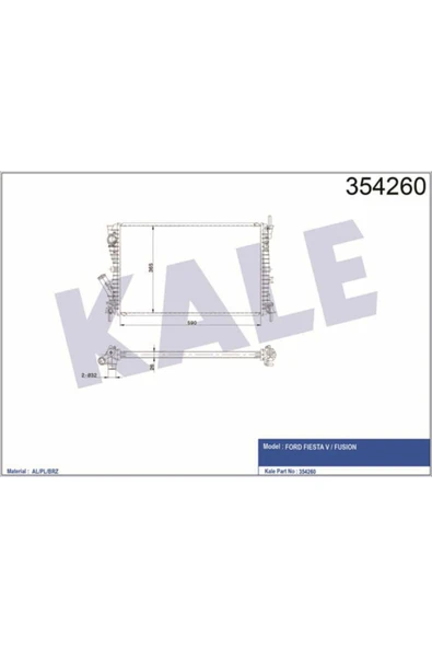 Kale 354260 OTO Radyatör  Su Radyatörü Ford: Fiesta 1.6 TDCI 90 Ps 02-12 ürün görseli 1
