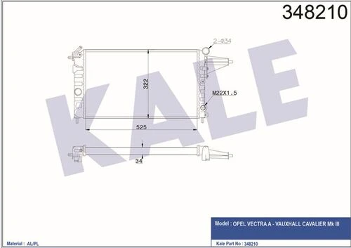 Kale 348210 Oto Radyatör  Radyatör Al/Mknk Vectra A 88 1.6-1.8-Vauxhall Cavalıer Mk III Mt ürün görseli 1