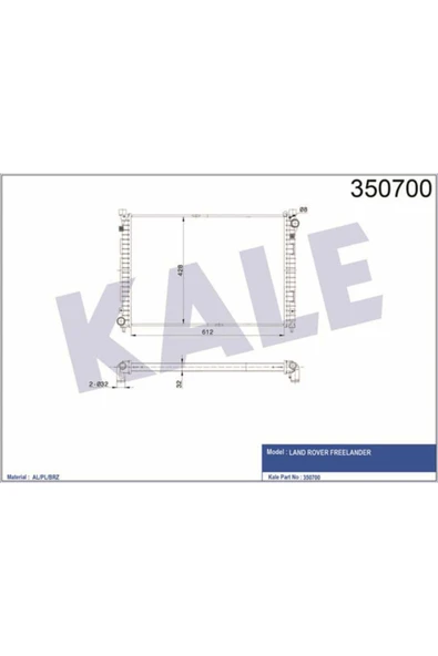 Kale 350700 OTO Radyatör  Su Radyatörü Freelander I 97- 1.8 16V Nac 612X428X32 ürün görseli 1