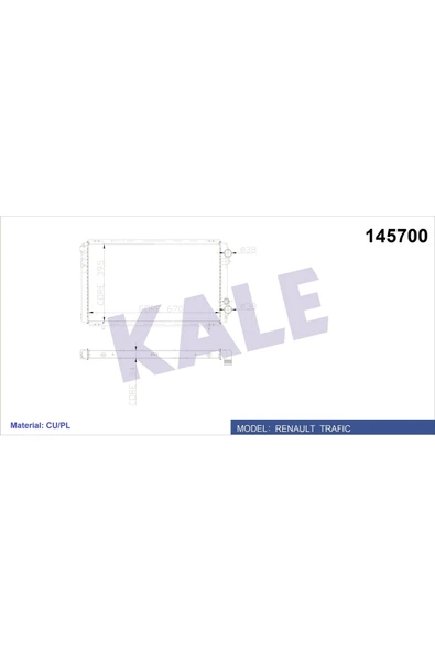 Kale 0522222PA OTO Radyatör 0 Su Radyatörü Trafic / Vivaro 2.4D J8S Cu-Pl ürün görseli 1