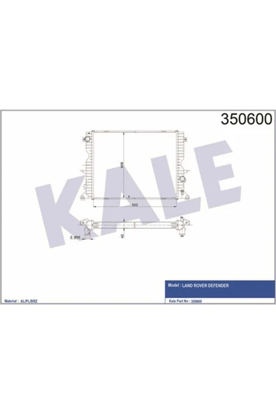 Kale 350600 OTO Radyatör  Su Radyatörü Defender 98- 2.2 Td4 2.4 Td4 2.5 Td5 Mt 553X439X40 ürün görseli 1