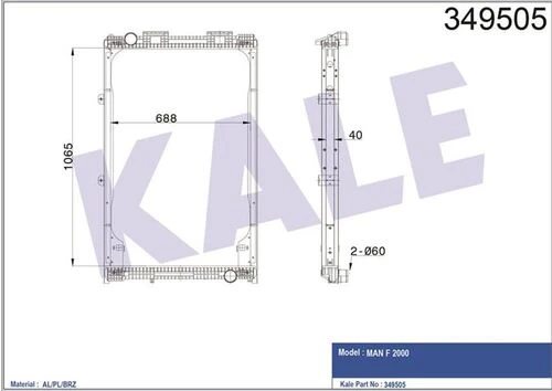 Kale 349505  Radyatör Motor Man F 2000 Çerçeveli Mt 81061016421 ürün görseli 1