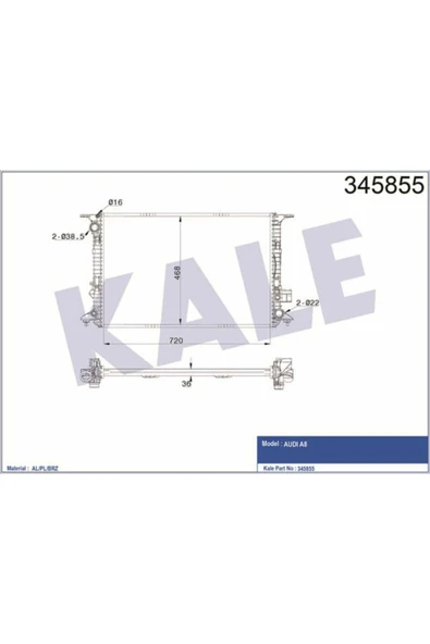 Kale 345855 OTO Radyatör  Su Radyatörü A8 10- 3.0 TDI 3.0 Tfsı ürün görseli 1