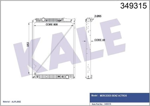 Kale 349315  Radyatör Motor Mercedes Benz Actros Çerçeveli At 9425003203 ürün görseli 1