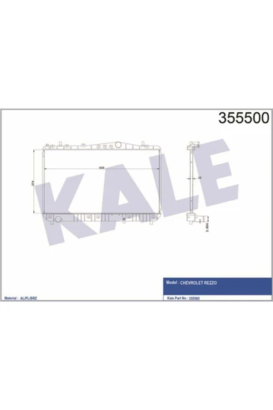 Kale 355500 OTO Radyatör  Su Radyatörü Tacuma 00- 1.6 16V 2.0 16V Mt 374X698X16 ürün görseli 1