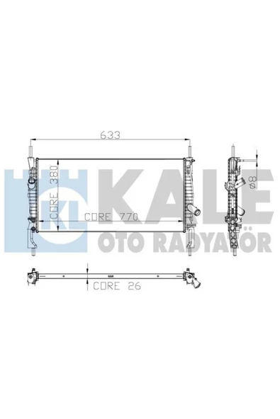 Kale 0222281AB OTO Radyatör 0 Su Radyatörü Transit V347 06- 2.2 TDCI 2.4 TDCI Mt Ac 1 Sıra Alb ürün görseli 1