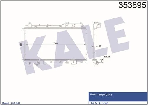 Kale 353895 Oto Radyatör  Radyatör Honda Crv I ürün görseli 1