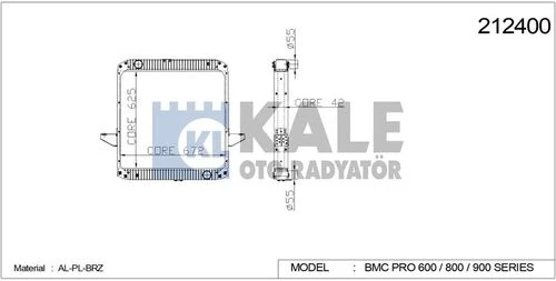 Kale 0827211AB OTO Radyatör 0 Radyatör Al/Brz Pro 827 9157 Yeni Model Intc. Ab ürün görseli 1
