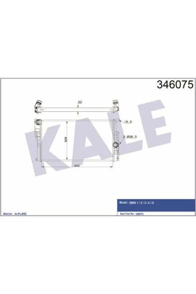 Kale 346075 OTO Radyatör  Su Radyatörü Bmw 1 Bmw 2 Bmw 3 Bmw 4 Bmw İ3 ürün görseli 1
