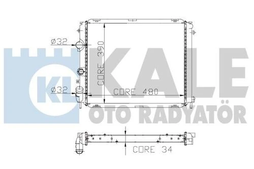 Kale 0534341AB OTO Radyatör 0 Su Radyatörü CLIO II Kangoo 1.9D 1 Sıra Alb 480X391X34 ürün görseli 1