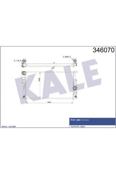 Kale 346070 OTO Radyatör  Su Radyatörü Bmw 1 Bmw 3 06-11 ürün görseli 1