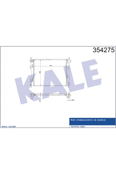 Kale 354275 OTO Radyatör  Su Radyatörü Hyundai: Accent IV I20 - Kia: Rio III ürün görseli 1