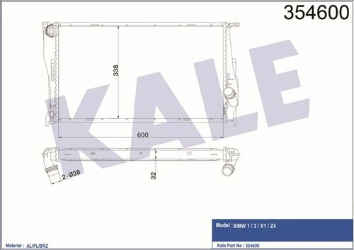 Kale 354600 OTO Radyatör  Su Radyatörü Bmw 1 Bmw 2 601X338X32 ürün görseli 1