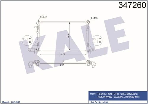 Kale 347260 Oto Radyatör  Radyatör Master III Movano B 2.3DCI CDTI 10- ürün görseli 1