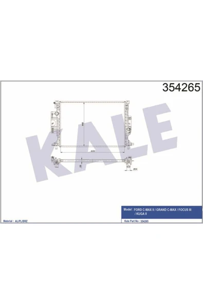 Kale 354265 OTO Radyatör  Su Radyatörü Ford:Focus/ Cmax 1.5 Ecobost 15- Kuga 2.0 TDCI 13- ürün görseli 1