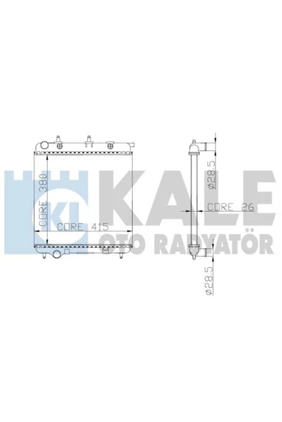 Kale 2049011AB Su Radyatörü Brazıng Peugeot 206 207 1007 1.4 HDI-Citroen C2 C3 C3 II 1.4 HDI ürün görseli 1