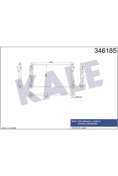 Kale 346185 OTO Radyatör  Su Radyatörü Insignia 08- 2.0 16V At / Malıbu 12- 2.4I 680X398X26 ürün görseli 1