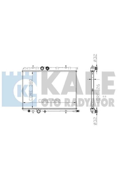 Kale 2040011AB Su Radyatörü 206 98- 206 - Te3 09- 307 00- 1.4 16V 1.6 16V 1.4 HDI 02- /   38079152 ürün görseli 1