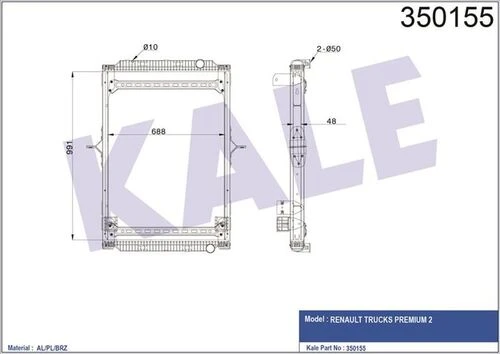 Kale 350155 OTO Radyatör  Radyatör Trucks Premium 2 (Çerçeveli) (Mt) (Al/Brz) ürün görseli 1