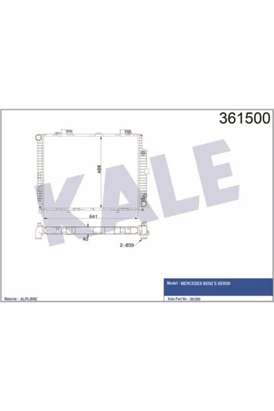 Kale 361500 OTO Radyatör  Su Radyatörü E-Serisi S210 E-Serisi W210 641X488X42 ürün görseli 1