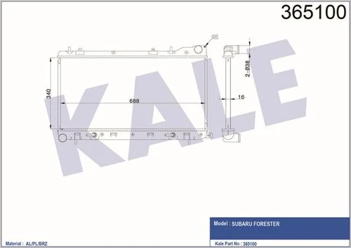 Kale 365100 OTO Radyatör  Radyatör Subaru Forester Al-Pl-Brz 340X688X26 ürün görseli 1