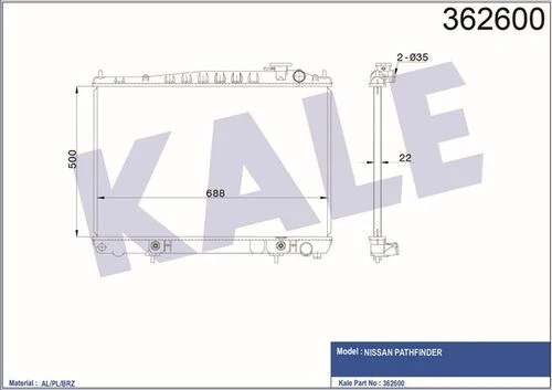 Kale 362600 OTO Radyatör  Radyatör Nissan Pathfınder Al Pl Brz 500X688X22 ürün görseli 1