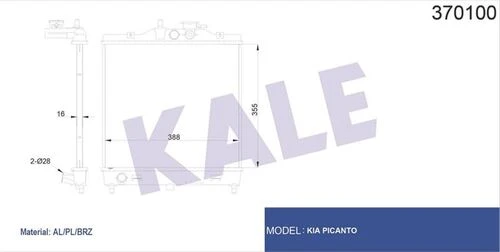 Kale 370100 OTO Radyatör  Radyatör Picanto Al Pl Brz 395X355X16 ürün görseli 1
