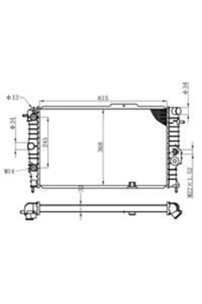 Kale 356860  Su Radyatör 34Mm Opel Vectra A 1.6I 1.8I 2.0I 88-95 ; Calıbra A 2.0I 94-97 Otomatik Ac ürün görseli 1
