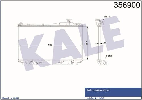 Kale 356900 OTO Radyatör  Radyatör Civic Vıı Otomatik Al Pl Brz 350X658X16 ürün görseli 1