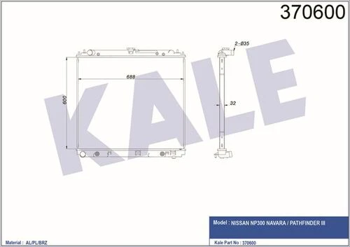 Kale 370600 OTO Radyatör  Radyatör Navara-Pathfınder Al Pl Brz 600X688X32 ürün görseli 1