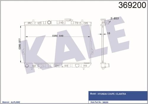 Kale 369200 OTO Radyatör  Radyatör Hyundai Coupe Al Pl Brz 377X648X16 ürün görseli 1