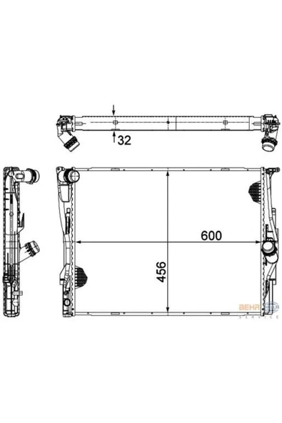Mahle CR1090000P KNECHT  Su Radyatörü 600×460×32 Otomatik E81 E87 E82 E90 E91 N52 B30 A-B-Bf  8Mk376754071 ürün görseli 1